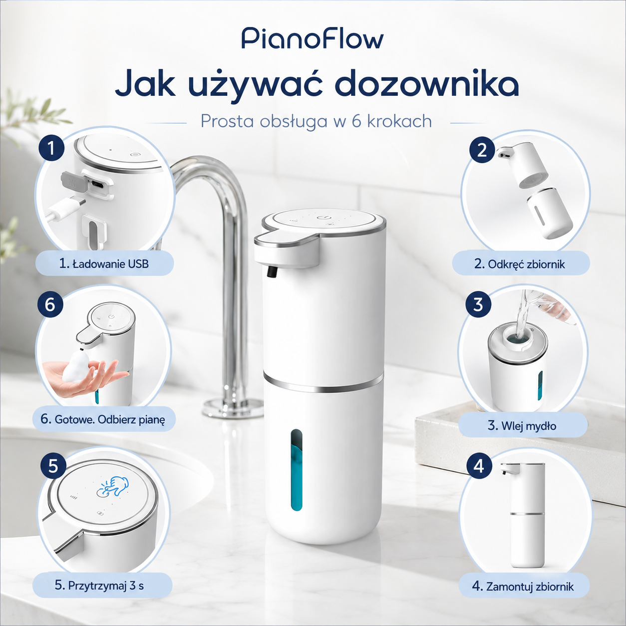 PianoFlow Air - Automatyczny dozownik do mydła